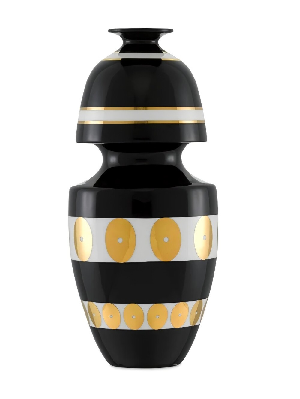 CURREY & COMPANY De Luca Black and Gold Gourd Vase